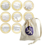 SUOMI: 5€ Suomalaiset Kansallismaisemat -kokoelmapussi, UNC 9 kpl