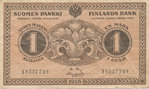 SUOMI: 1 mk 1916 laskettu liikenteeseen 6.12.1917 (HARVINAINEN)
